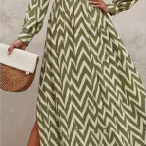 Green Chevron Maxi Dress. NWOT